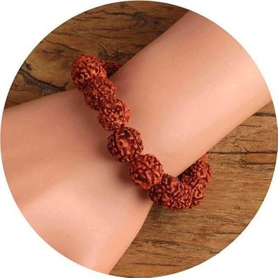 Unisex Rudraksha Armbänder 5 Perlen Mukhi Casual Fashion Pack von 2 tragen braun