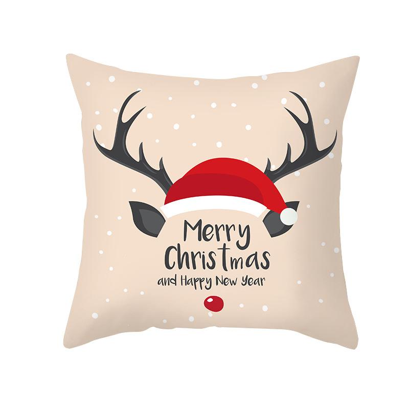 Christmas Pillow Case Wish Cartoon Print Peach Skin Christmas Pillow Home Sofa Cushion