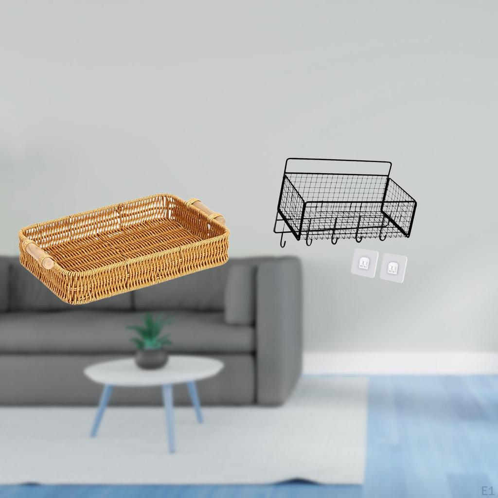 Elegant Desktop Bread Plate And Fruit Basket for Snack Serving Woven Storage Solutions In Modern