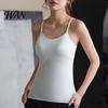 Top na cienkich ramiączkach Damskie topy cami z wkładkami Podwójnie podszywane koszulki camisole Fitness z wbudowanym biustonoszem Dopasowany Basic Letni Do wyjścia Oddychający
