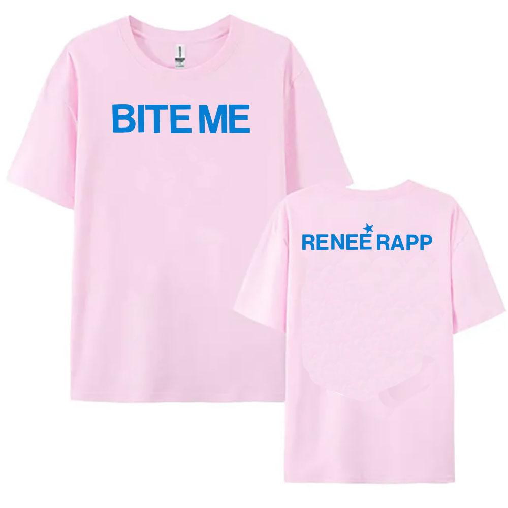 Рене Рапп Укуси меня Футболка с коротким рукавом Хлопковая с круглым вырезом Футболки для женщин Летняя Повседневная 2025 НОВЫЙ Альбом Футболка Графическая Одежда L розовый