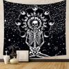 Boho Chic Wall Tapestry With Moon Phase Floral Starry Sky Design Bedroom Yoga Studio Decor