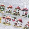 Pet Tape Journal Mushroom House Collage Decoration Card Phone Back Card Landscaping