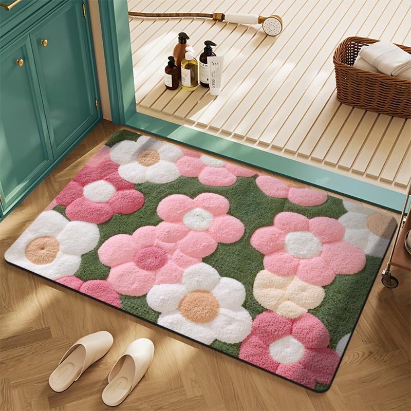 Florale Sukkulente 3D Geprägt Rustikal HOME Fußmatte Weich Saugfähig Rutschfest Teppich für Badezimmer Eingangsbereich Heimdekoration