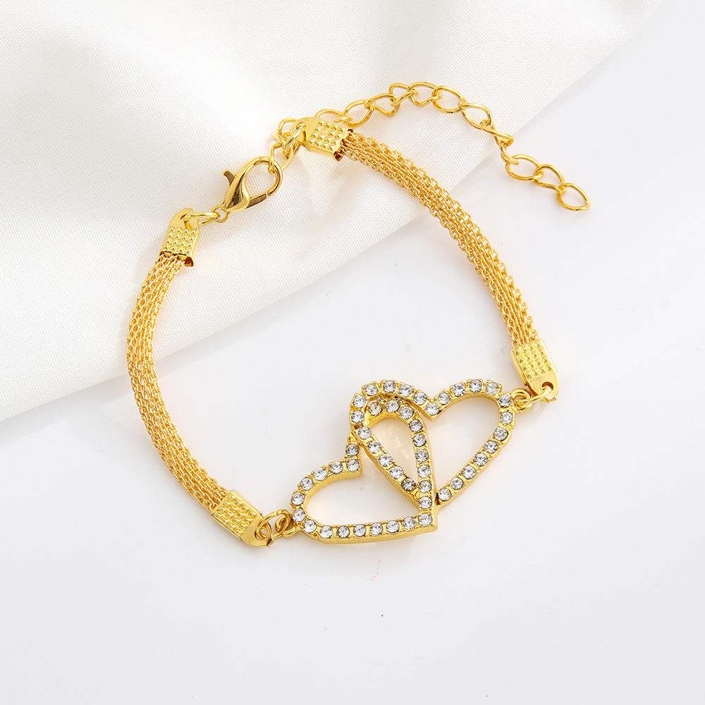 1Pcs Love Heart Couple Bracelets for Women Men Silver Color Double Layer Matching Chain Bracelet Lover Jewelry Gift