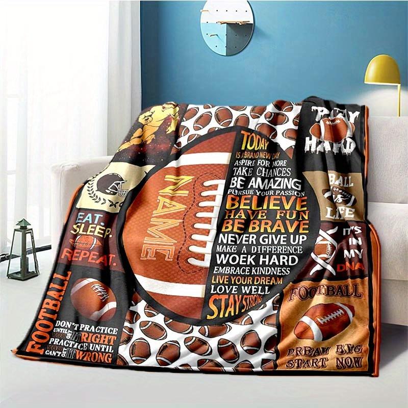 Camouflage Football Customize Your Name Blanket Used For Chair Office Sofa Bed Camping Soft And Warm Giving Friends And Relatives Birthday Graduation