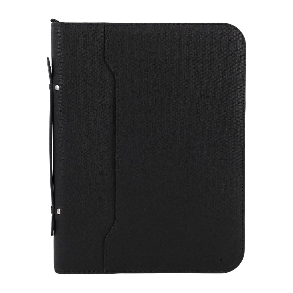 Business Portfolio with Zipper 10 Transparent File Bags PU Leather 30 Sheets Notebook 12 Digit Solar Calculator 10.1