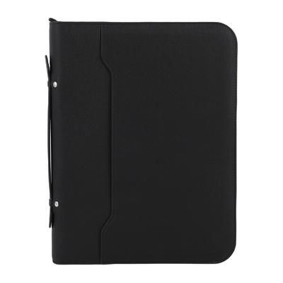 Obchodní portfolio se zipem 10 průhledných kapes na dokumenty PU kůže 30listový zápisník 12místná solární kalkulačka 10.1