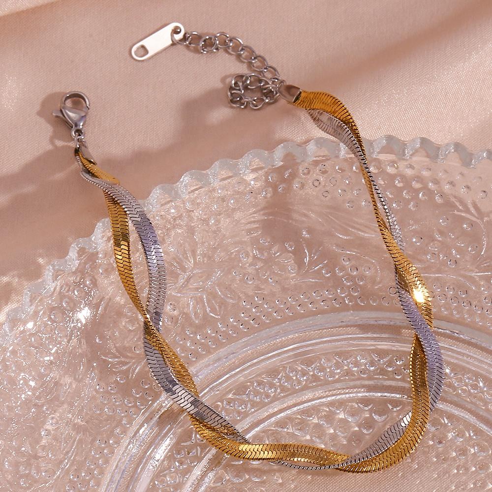 Fashion Jewelry Anklets Woven Snake Chain Anklet 18K Gold Plated Stainless Steel Anklets for Women