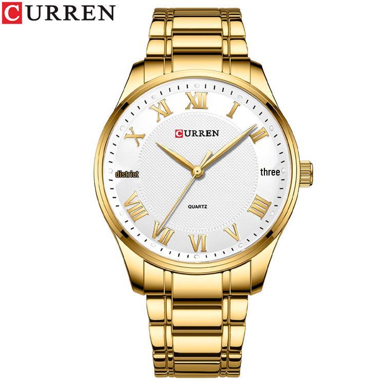 CURREN 8409 Men s Waterproof Steel Band Quartz Watch with Roman Numeral Dial