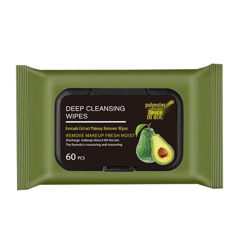 Avocado 3-in-1 Makeup Remover Wipes - 60 Pieces for Eye, Lip, and Face Cleansing