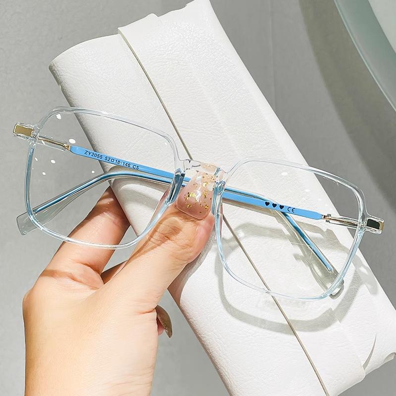Anti-blue Color Change Glasses Women's Large Frame High Appearance Level Leptin Photochromic Myopia Glasses Finished Frame.