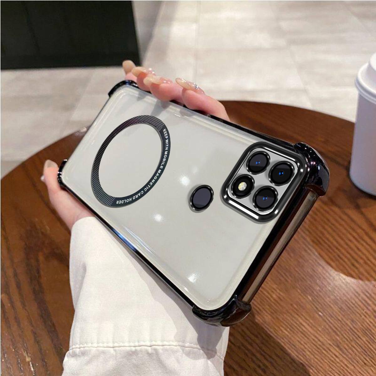 Case for OPPO A15s,A15 Clear Magnetic Casing Electroplated Lens Frame Phone Cover OPPO A15s чёрный