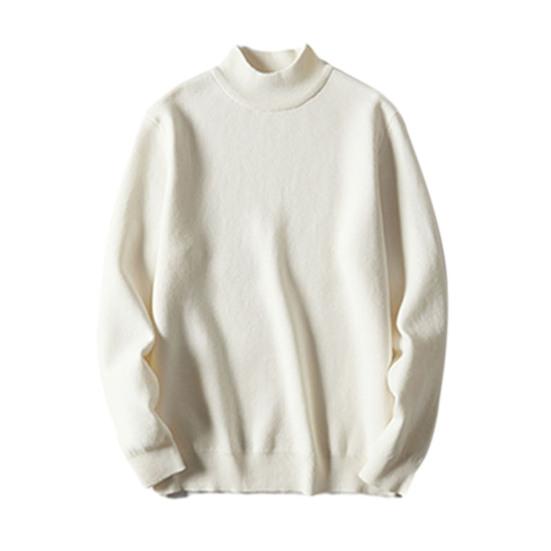 

Осень-зима мужской свитер с полувысоким воротником, трикотажный модал, толстый эластичный, длинные рукава, облегающий крой XL белый