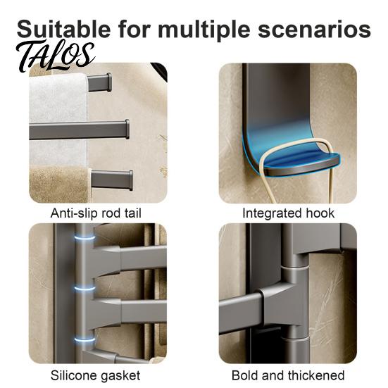 Rotating Towel Storage Swivel Rack, 180 Degree Design, Wall Mounted Space Modern Bathroom Hardware Aluminum Swing Holder, Anti-slip Organizer
