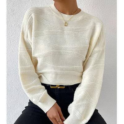 Women's Autumn and Winter Solid Color Crew Neck Pullover Sweater