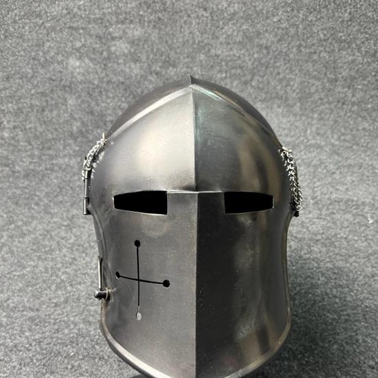 Barbuta Helmet with Stand 18g Mild Steel Medieval Knight Armor LARP Cosplay Costume Barbuta Visored Warrior Helmet