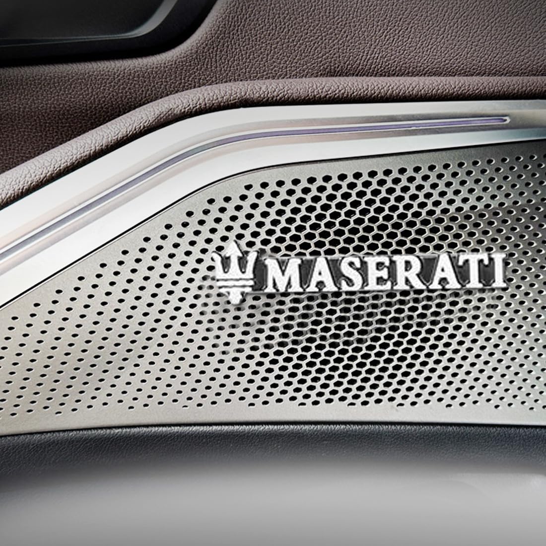 Maserati Car Horn Logo Sticker, Car Logo Decorative Sticker (Set of 10), Metal Decorative Sticker, Car Sticker Decal, Car Emblem, Cool Adhesive Car Lo