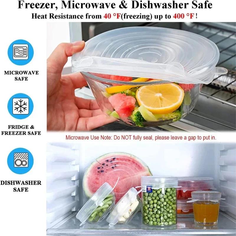 Food Cover For Kitchen Accessory Reusable Sealed Lid Package Silicone Adjustable Elastic Silicone Caps Fresh-keeping Home Garden