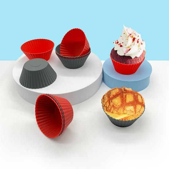 10 Pezzi Stampi per Muffin in Silicone Antiaderenti Stampo per Torta Qualità Alimentare Riutilizzabili Pirottini per Cupcake per Cuocere Pancake Caramelle Muffin