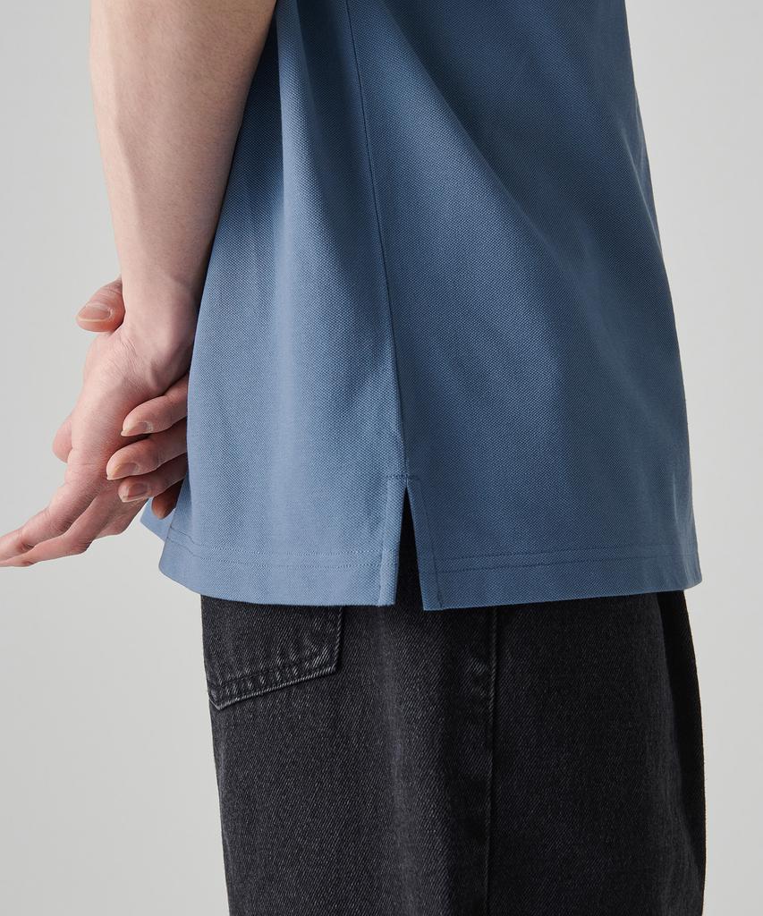 Musinsa Standard [Cooltandard] Relaxed Fit Pique Polo Shirt [Blue Grey]