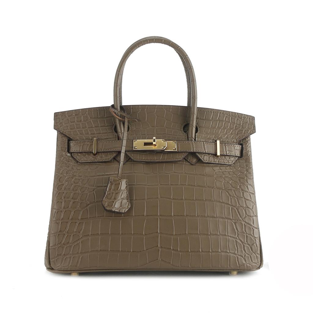 2026 New matte alligator pattern, gold buckle atmospheric handbag fashionable first-layer cowhide shoulder messenger bag