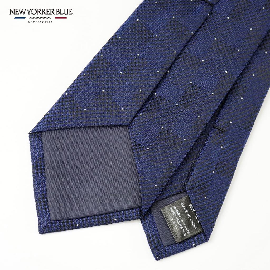 [Blu New Yorker] Fantasia a pois Cravatta NB916075 Blu Navy, Taglia Unica, Stile Abito da Lavoro, Regalo