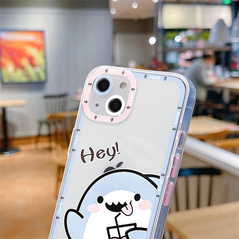 Funny Cartoon Animal Clear Phone Case For iPhone 11 14 Pro 13 12 Mini SE 3 SE 2020 7 8 Plus X XR XS Max Matte Soft Cover Fundas