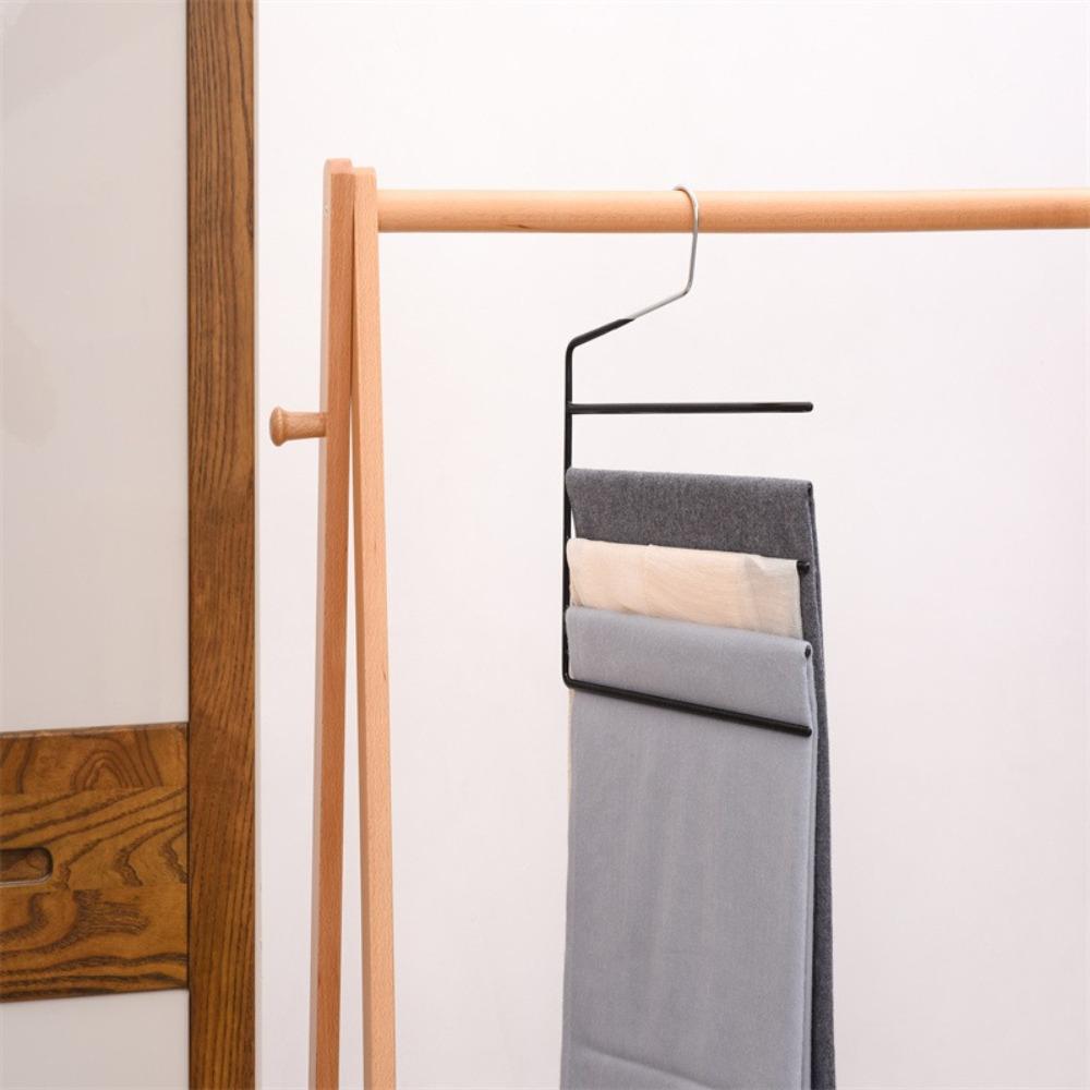 Multifunktionale schwarze Hosenbügel 5-lagiger hochbelastbarer Schal-Aufbewahrungsständer E-Form Krawattenbügel Heimaufbewahrungszubehör