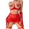 2026 new three-point hollow splicing heart-shaped chest sticker chain sex underwear women