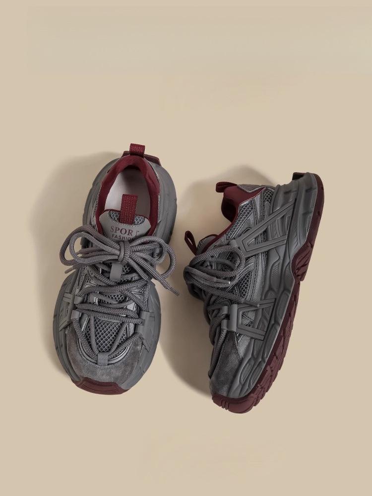 Damen Dad Sneakers 2025 Retro Color-Blocked: Freizeitschuhe mit dicker Sohle für einen schlankmachenden Look