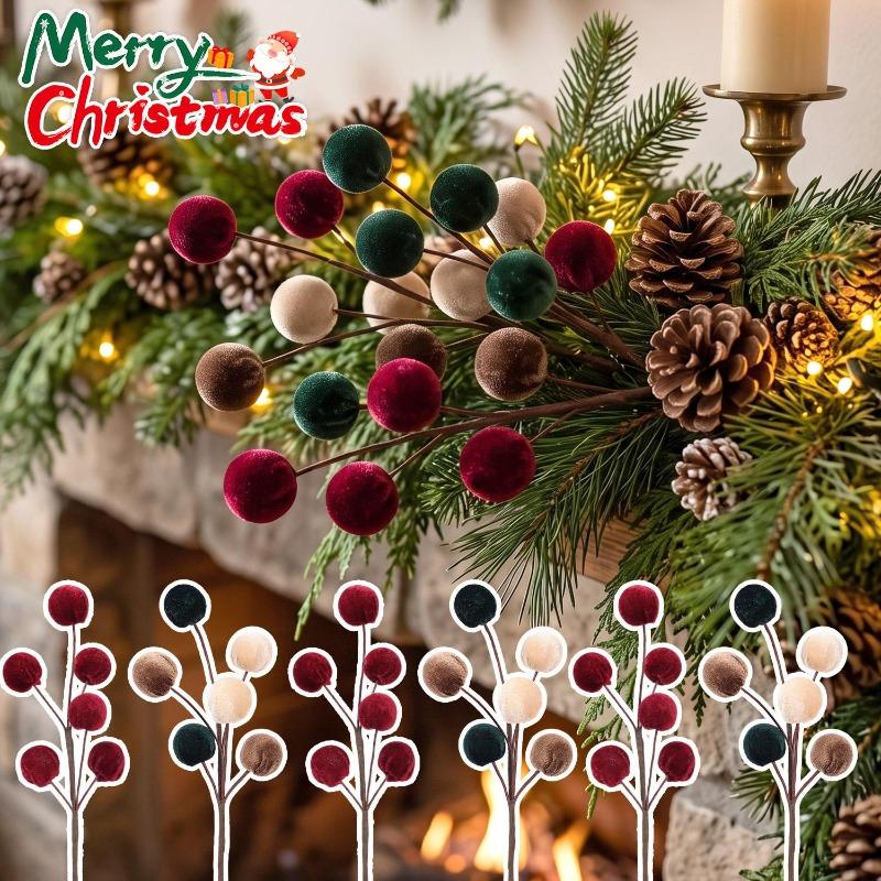 Weihnachtsbaum Schaumstoffkugel Ornamente Samt Schaumstoffkugel Weihnachtsbaum Zweige Strauß Hängende Dekoration Haus Neujahrsparty Dekoration