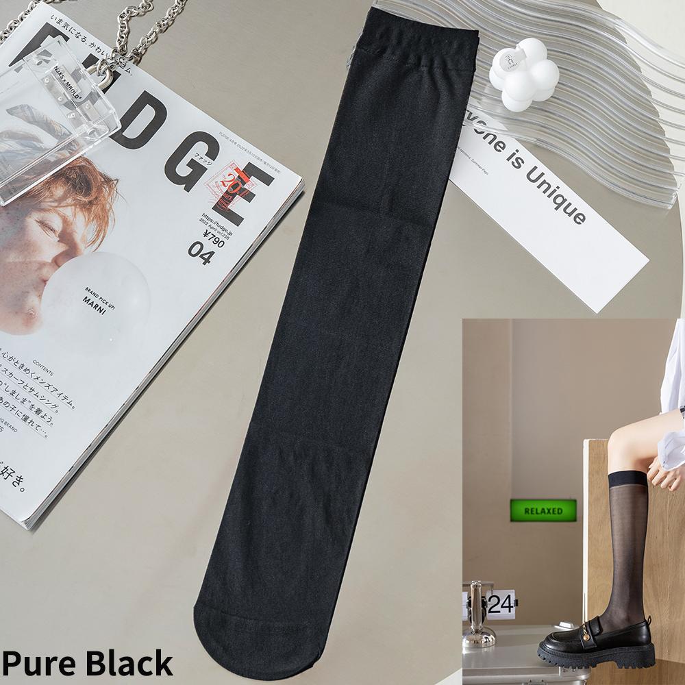 Calf Socks Women's Summer Thin Black Stockings JK Socks Long Tube Stockings Diamond-Shaped British Style Half-Length Tube Socks