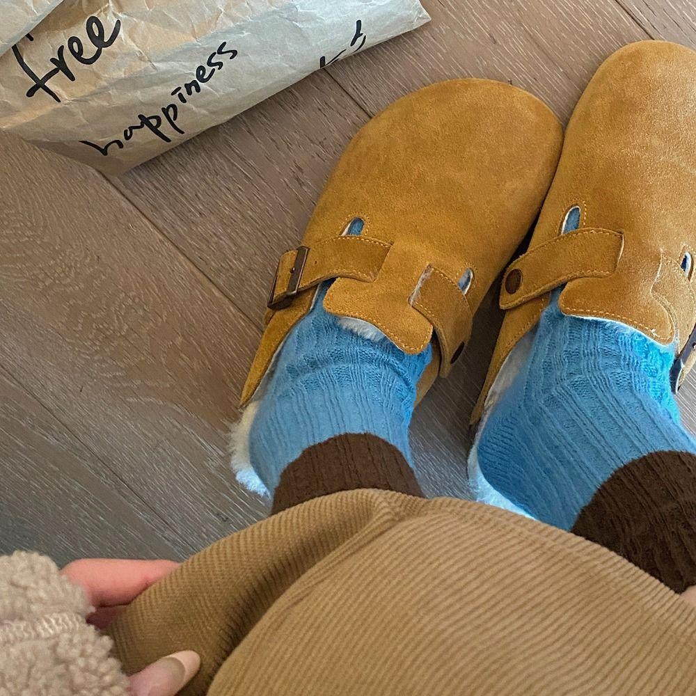 Retro Mid-Calf Wool Socks Colour Blocking Mid Tube Socks Fashion Winter Warm Socks Autumn Winter