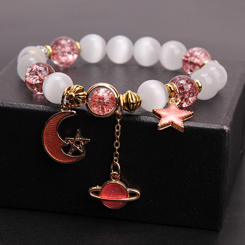 

Fashion Ladies Opal Star Moon Stretch Bracelet Jewelry one size