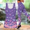 Flower Print Yoga Outfit for Women Fashion Workout Leggings Fitness Sports Casual Yoga Set Sports Suit Valentine's Day Exclusive