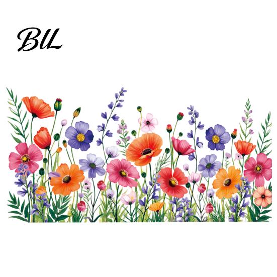 Bathroom Window Decal Spring Summer Flower Butterfly Cling Colorful Floral Sticker Scratch-resistant Removable Double-Sided Static Decals for