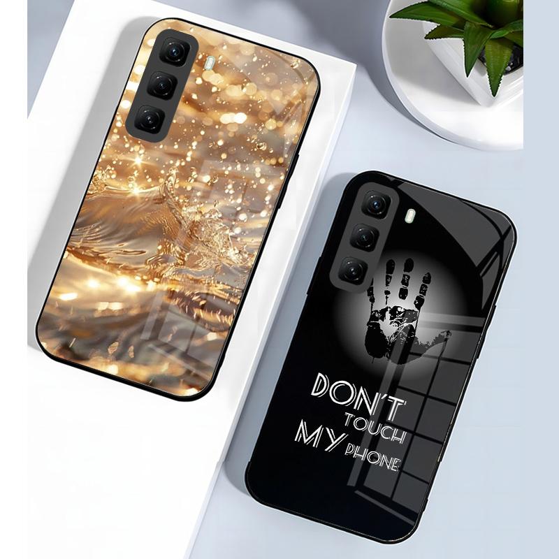 Handyhülle Für Infinix Hot 50 Pro Plus Hülle Harte PC Stoßfeste Abdeckung Gehärtetes Glas Hülle Hot 50 Pro+ Vollständige Schutzhülle Funda
