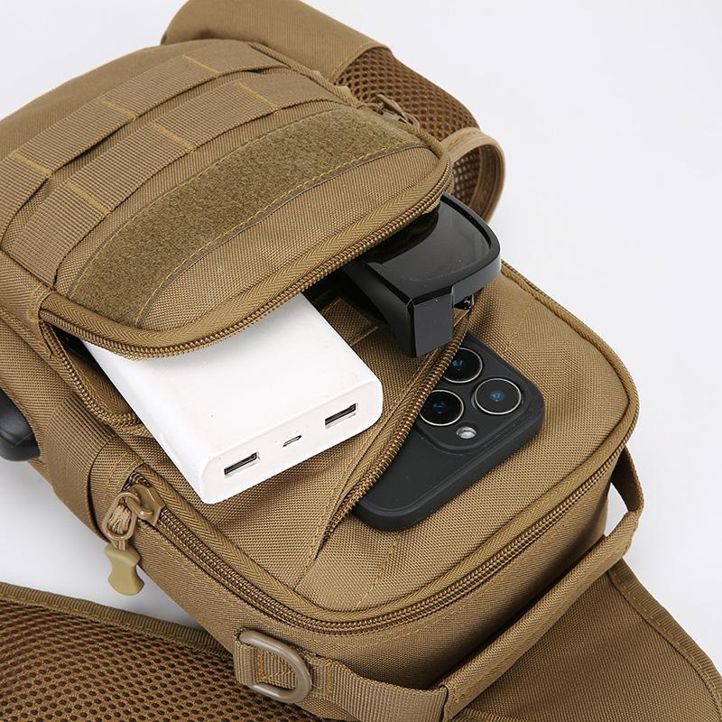 Men Chest Bag Tactical Sling Pack Multi-pocket Crossbody Bags with Bottle Pocket Outdoor Sport Shoulder Sack Hiking Camping Bags