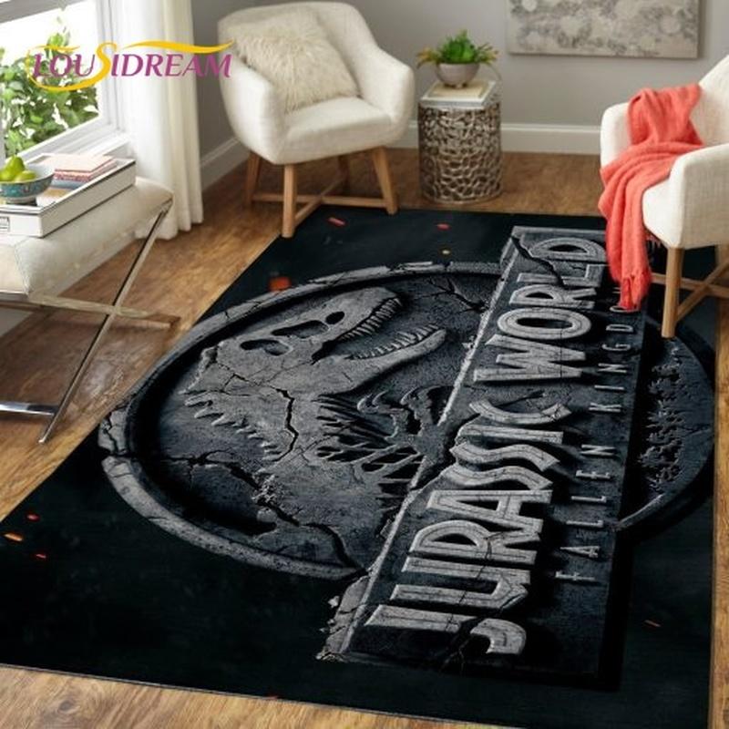 Jurassic Park Dinosaur Cartoon Carpets Rugs Non-slip Area Rug for Living Room Bedroom Foot Pad Decoration,Child Game Floor Mat