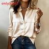 Womens Elegant Pure Color Long Sleeve Shirt With Wrinklefree Polyester For Casual Spring Wear