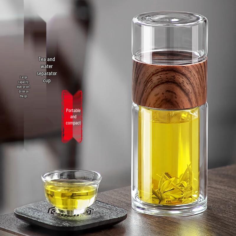PINYU Double-Layer Borosilicate Glass Tea Infuser Cup