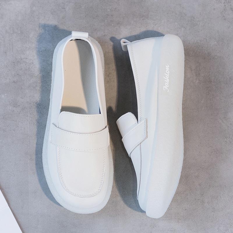 Women's 2025 Summer Soft Leather Loafers - Versatile, Genuine Leather Flats for Nurses, Students, and Pregnant Women.