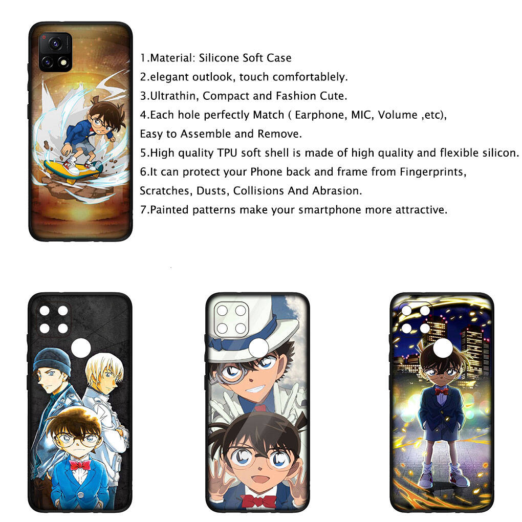Cover for iPhone 17 16 15 Xiaomi Poco Redmi Note 14 13 12 11 Pro Max 9 16e Samsung Galaxy S25 S24 S23 OPPO Huawei Cartoon Detective Conan Phone Case