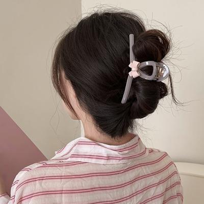 Women Hair Claw Bow Design Large Grip Stable Hair Clip with Extended-Tooth Comb Strong Spring Back Head Hair Claw Hair Accessory
