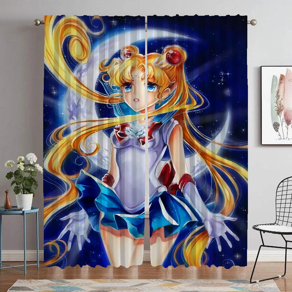

Современные шторы для гостиной, 2 шт., Сейлор Мун, 1 штора для спальни, украшение на Хэллоуин, оконные шторы, перегородка W50xH70cmx2pcs-CL