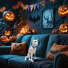 Yousheng Skeleton Cat Halloween Decoration Spooky Sitting Skeleton Cat Figurine Plastic Animal Bones with Posable Joints for Graveyard Scene Haunted