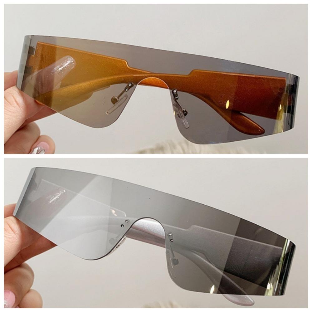 2 PCS Rimless One-pieces Women Sunglasses Men Fashion Y2k Mirror Shades Eyewear Ins Popular Brand Design UV400 Sun Glasses