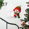 Easy Apply Wall Decals Christmas Snowman Switch Sticker, Removable Decorative PVC Decal, Stickers Cartoon Art for Holiday Bedroom Atmosphere