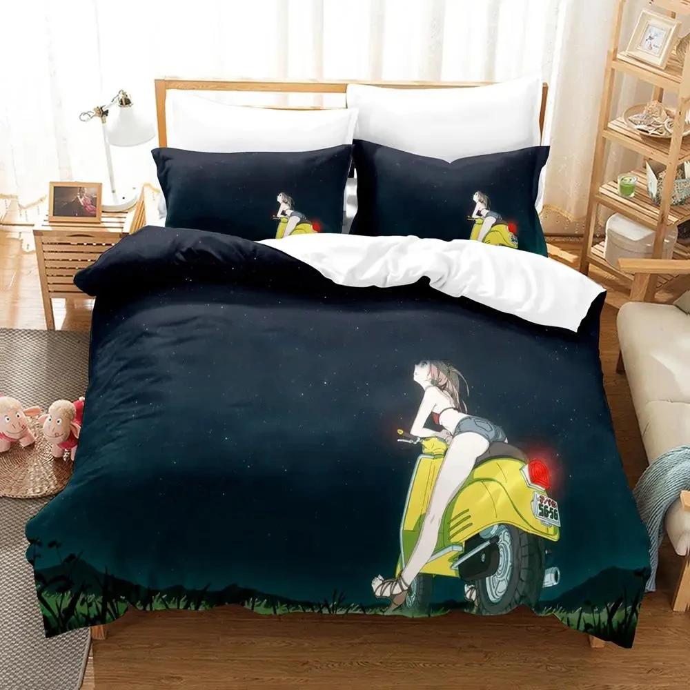 2024 FLCL Alternative Boys Bedroom Bedspread Single Twin Full Queen King Size Anime B Quilt Cover Pillowcaseed Sheet Set